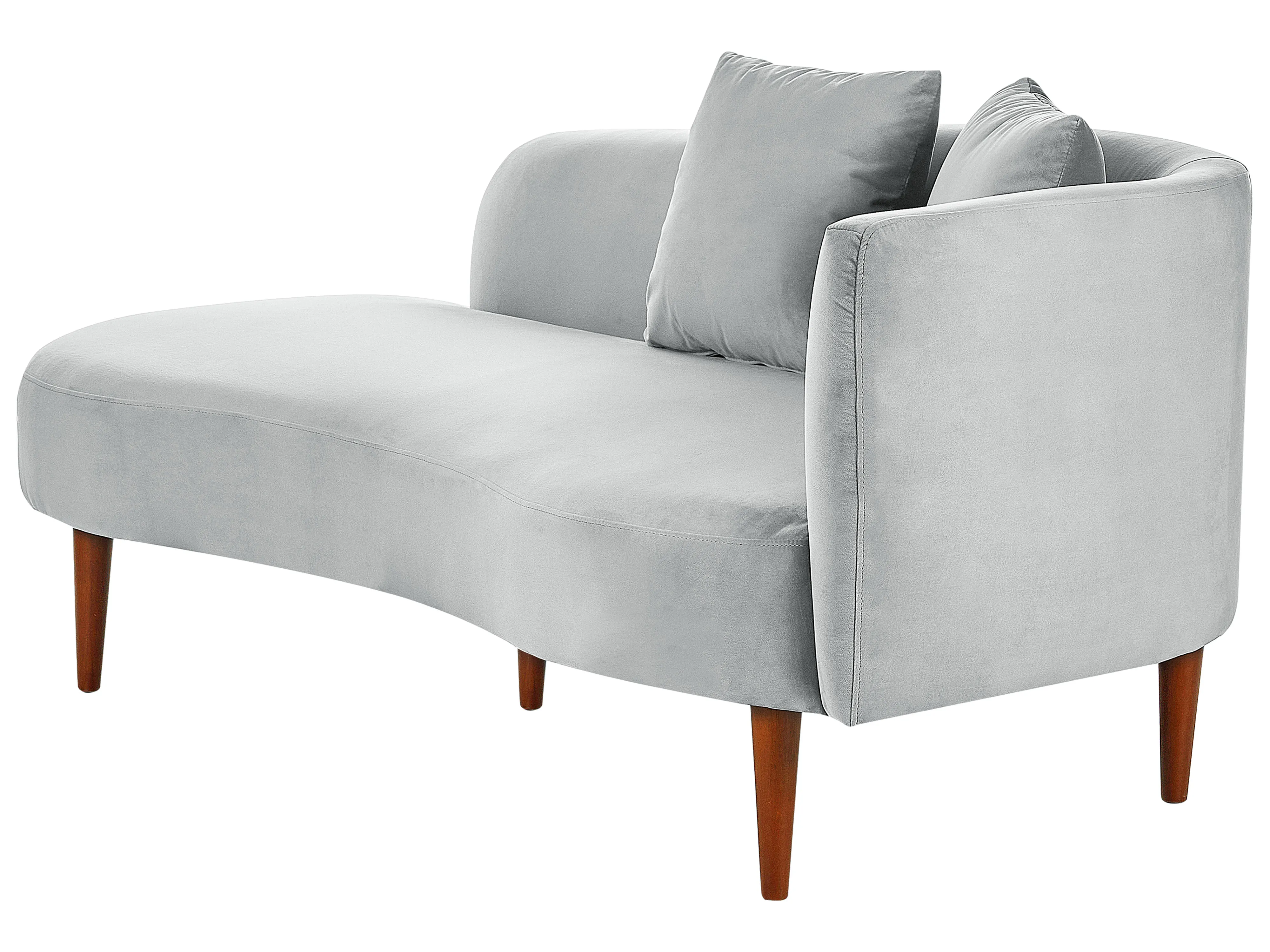 Rechtszijdige chaise longue CHAUMONT Fluweel Lichtgrijs