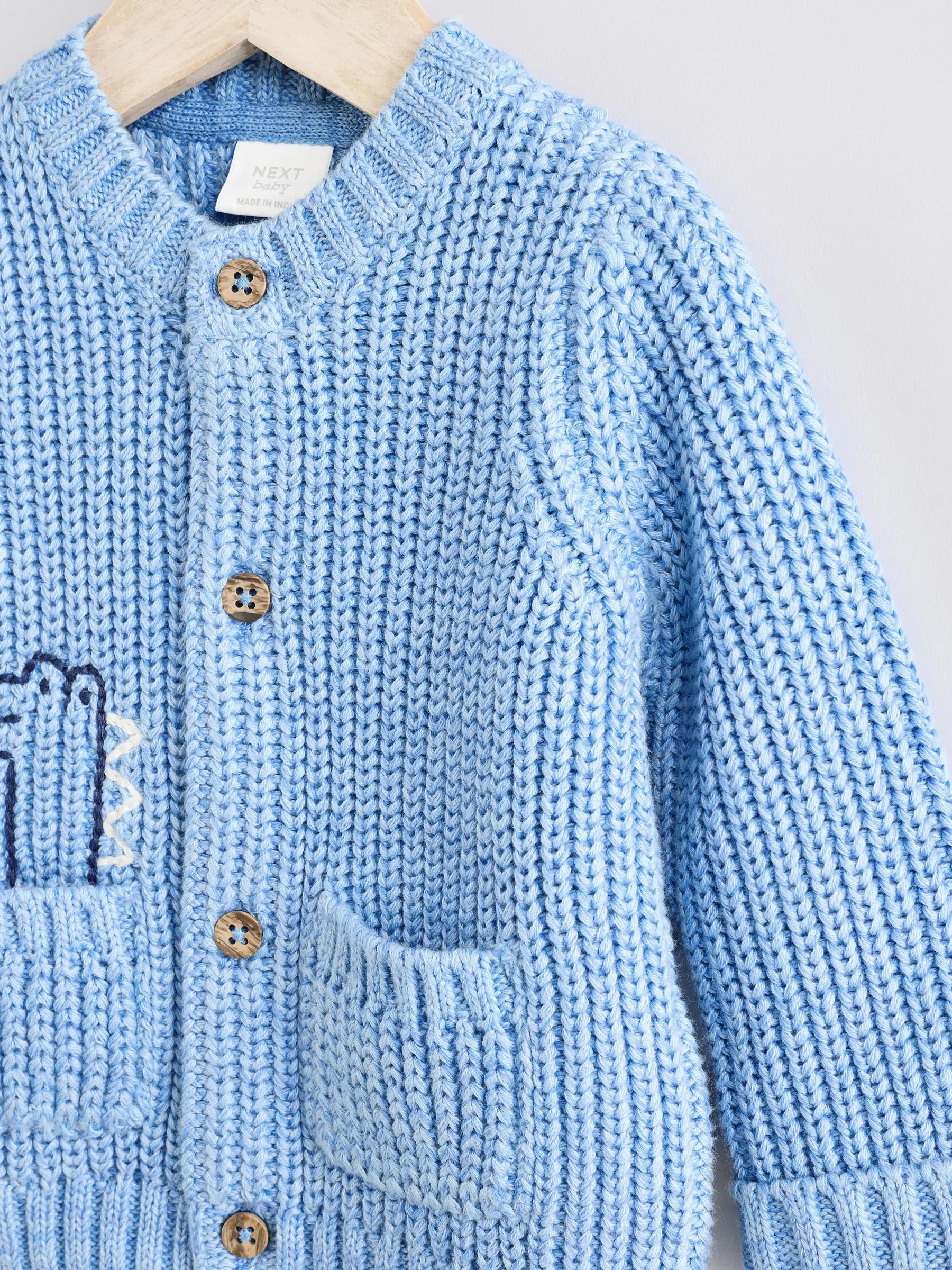 Blauw met krokodillenprint - 100% katoenen vest (0mnd -2jr)