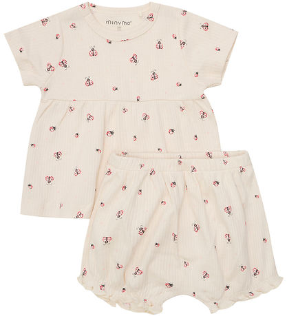 Minymo Shorts Set - Shorts/T-Shirt - Rib - White Swan