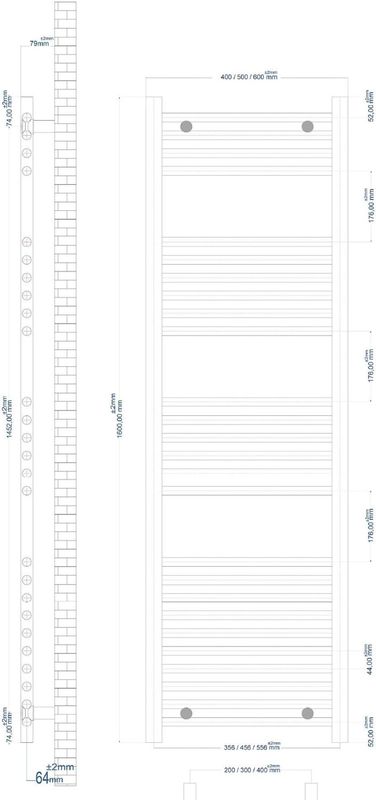 Boss & Wessing - Wingrave Radiator - Mat Zwart - Zij-Onderaansluiting - 918 Watt
