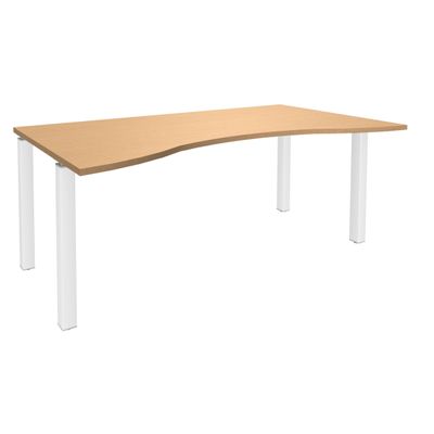 Bureau vague symétrique EXPRIM - L180 cm - Plateau imitation Hêtre - Pieds blanc