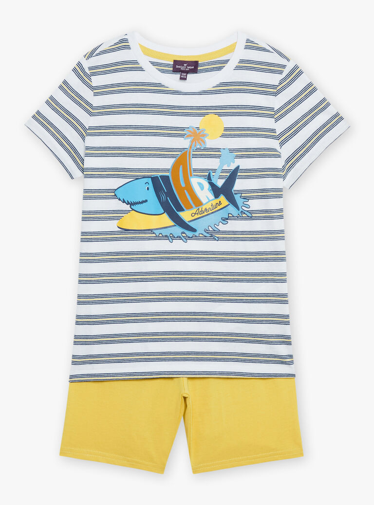T-shirt et short écru et jaune en jersey