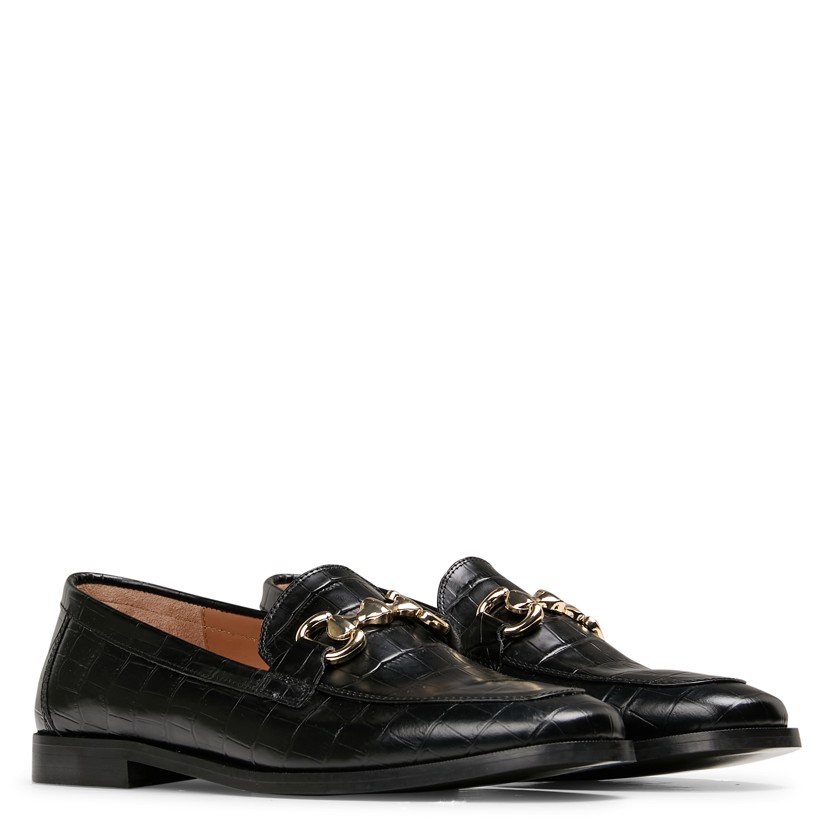 COLETTE - Mocassins en cuir embossé croco | Noir