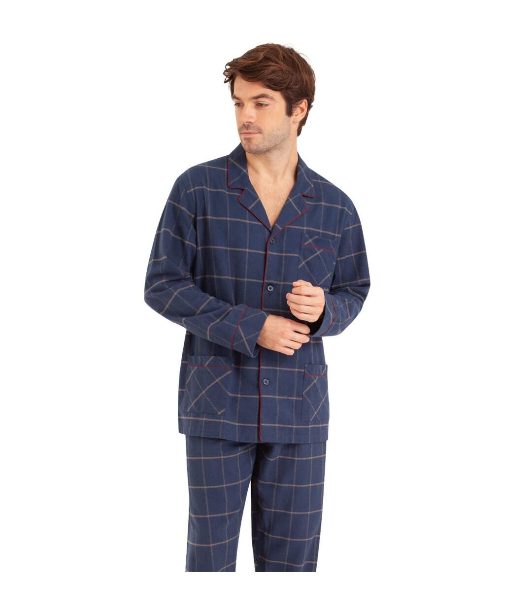 Pyjama long ouvert homme Popeline