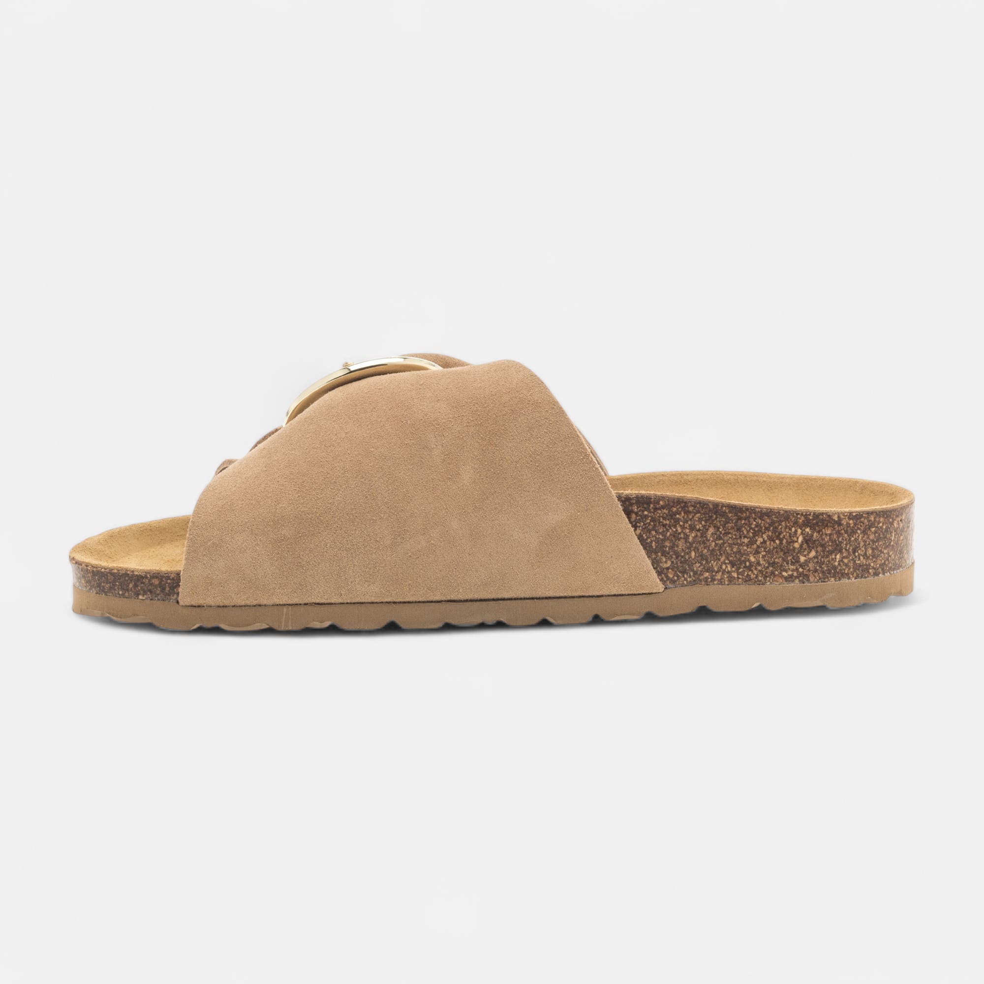 Mules semelle liège Femme en cuir beige