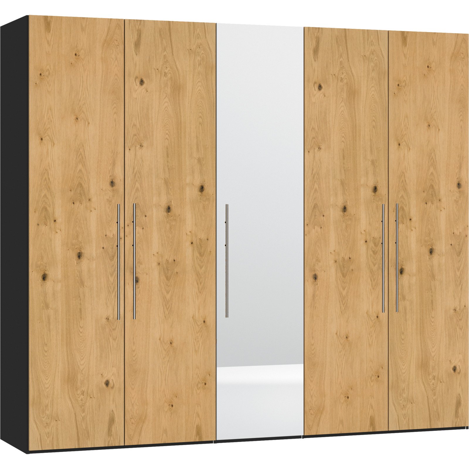 Schrank Schweizer 204 Eiche Furnier schwarz, mit Spiegel 153 cm