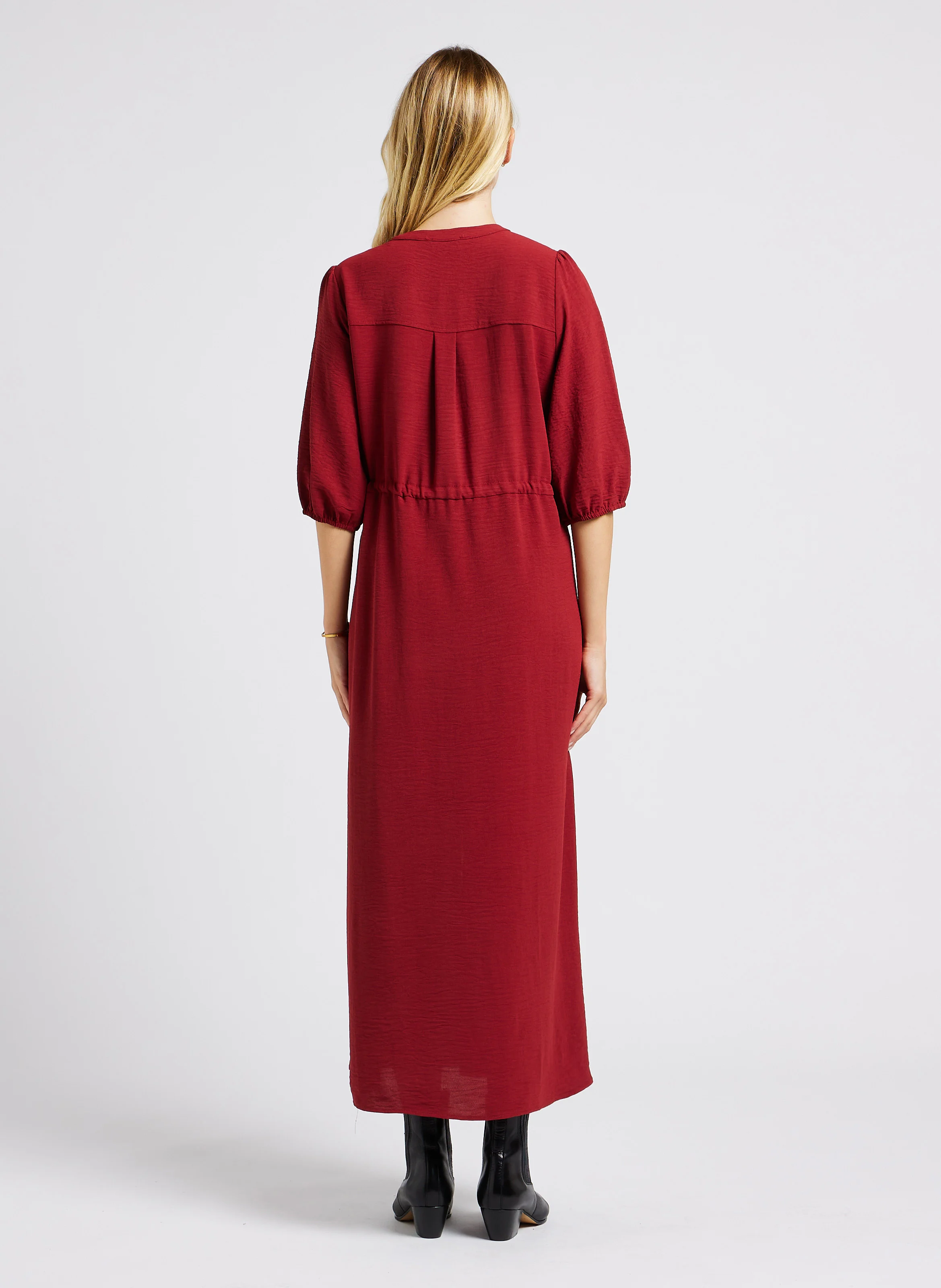 LAURENCE - Robe longue col tunisien | Doré