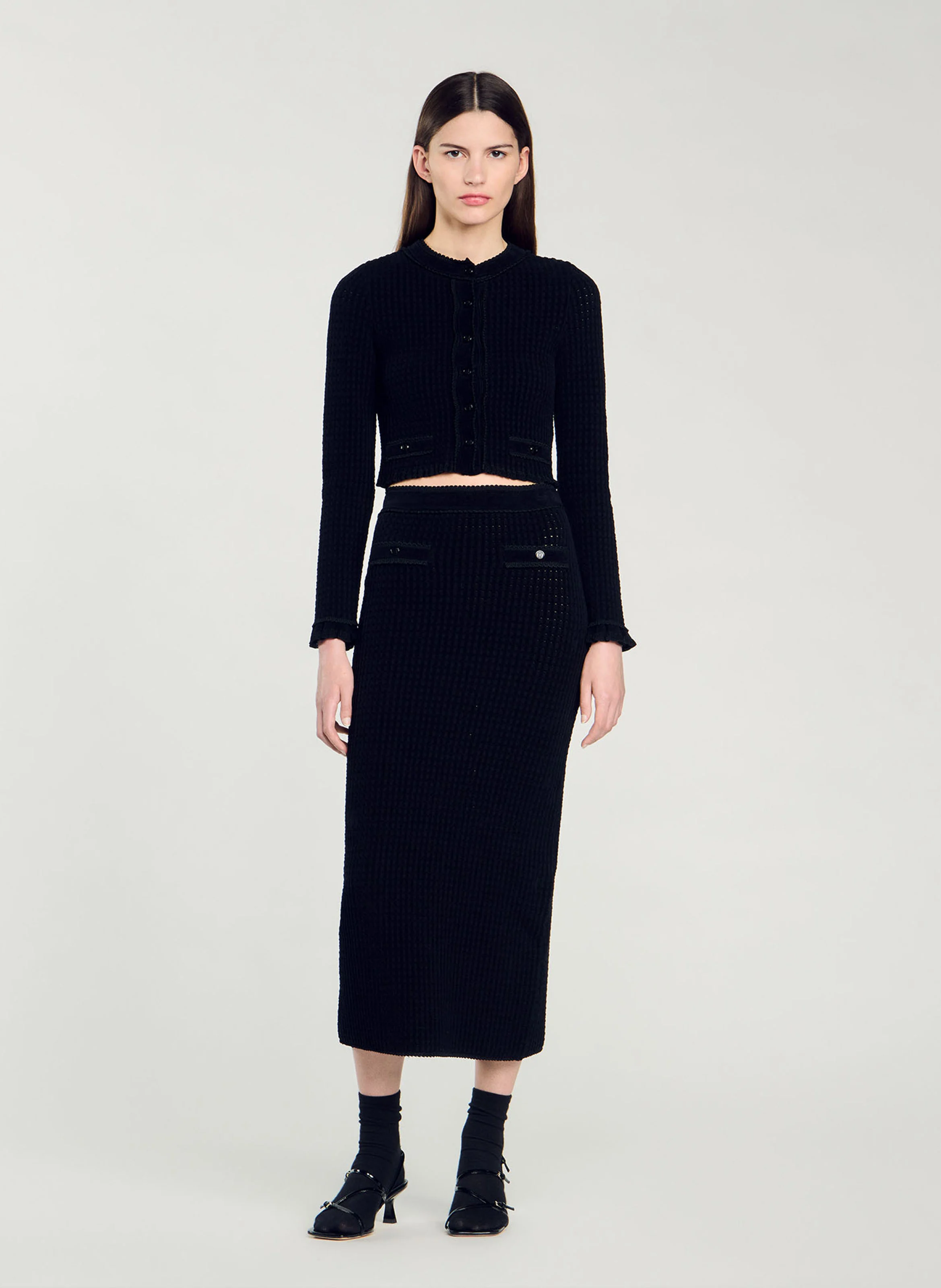 Jupe midi droite | Noir