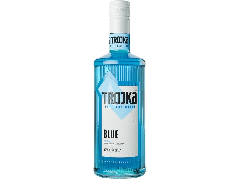 Trojka Vodka Blue 0.7 l Spirituosen Spezialität mit Minzgeschmack