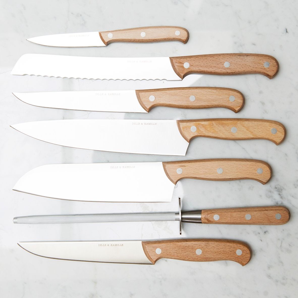 D&K Koksmes, beukenhouten handvat, 33 cm