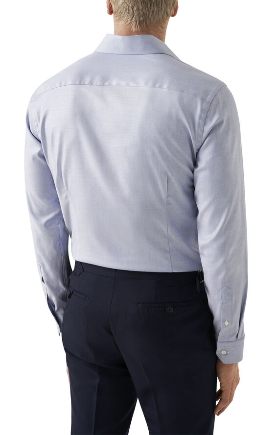 ETON Slim Fit Dark Blue Mélange Solid Cotton Tencel Lyocell Shirt Blå