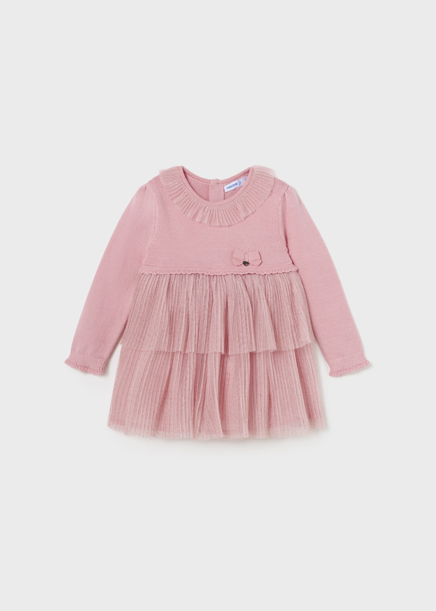 Vestido de bebê combinando malha e tule