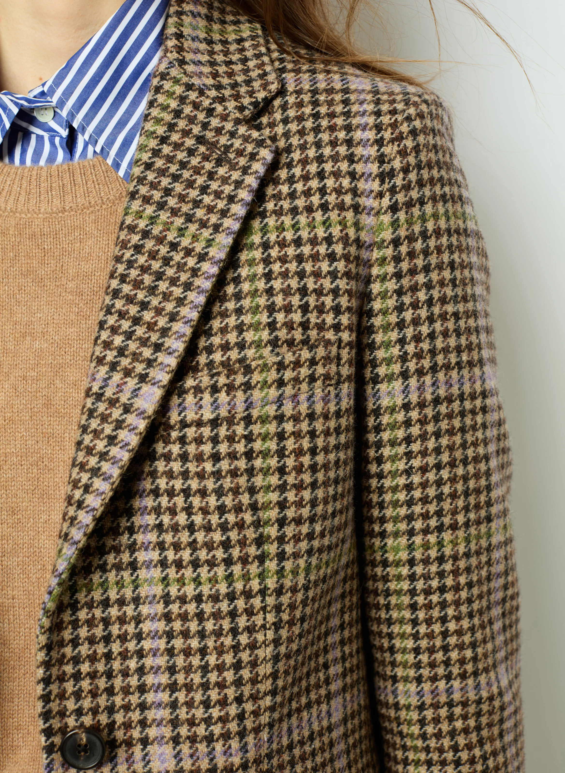 MISTI - Veste de blazer ajustée en laine mélangée | Marron