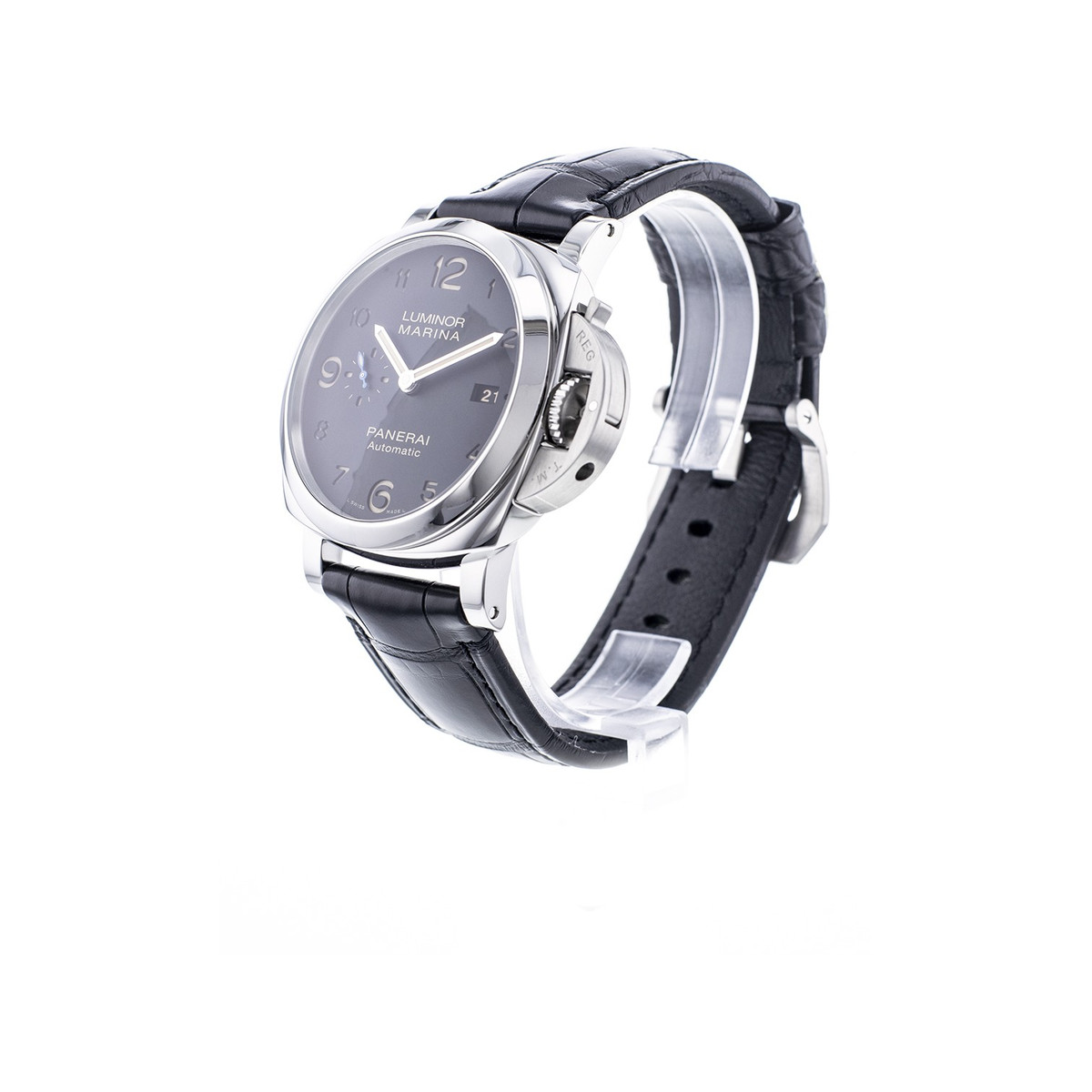 Montre d'occasion Panerai Luminor homme automatique acier bracelet cuir