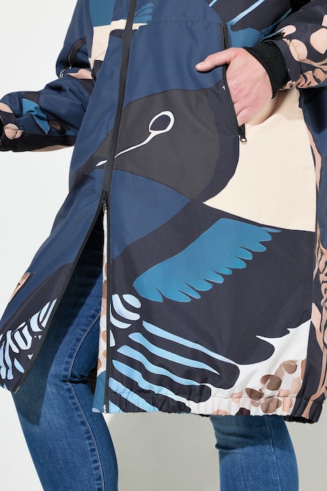 Funktionsmantel, oversized, 2-Wege-Zipper, Teddyfutter