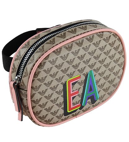 Emporio Armani B?ltetaske - Ecru/LyseRød m. Logo