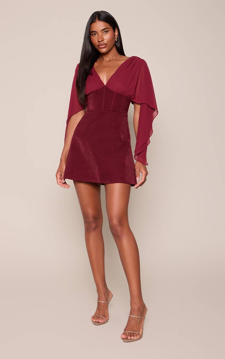Prune Robe Mini Corset À Manches Drapées En Mousseline