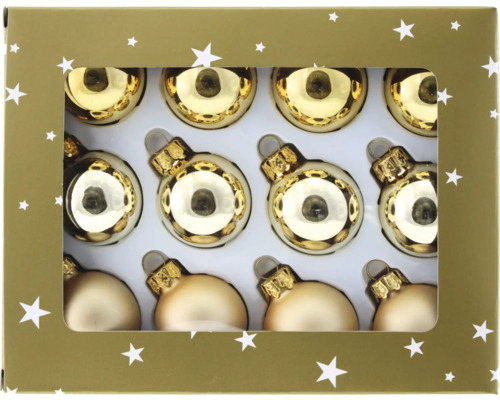 Kerstboomballendoos goud 12 stuks