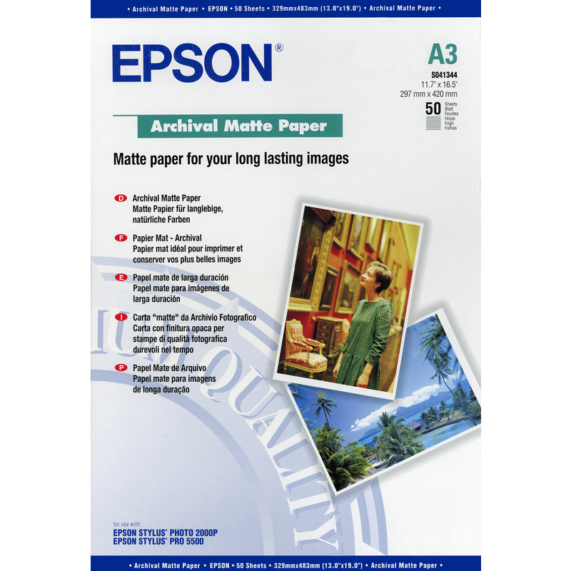 Epson Archival Matte Fotopapier, A3, 192 g/m², matt