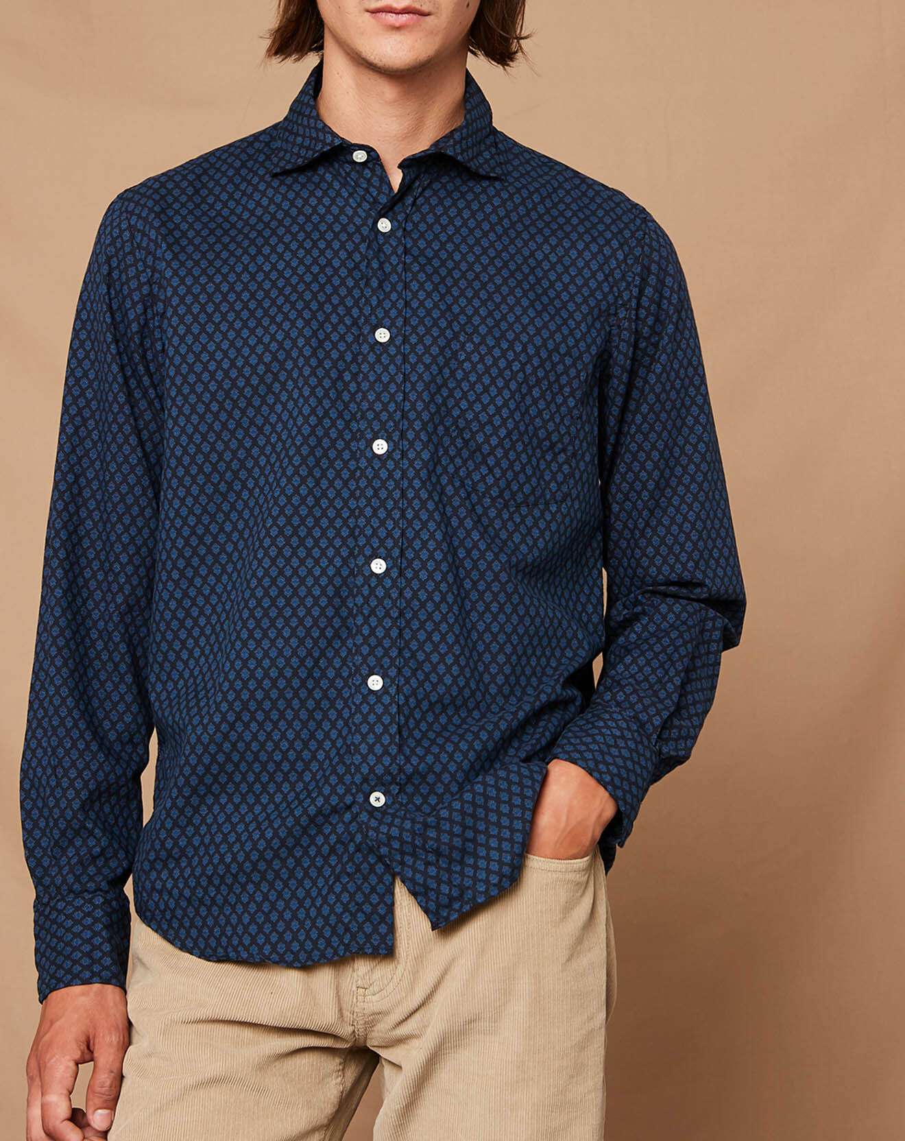 Hartford Chemise Regular Paul Imprimé indien marine/bleu
