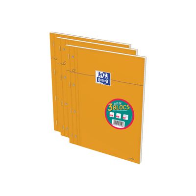 Oxford - Pack de 3 Blocs notes - A4 - 160 pages - grands carreaux - perforés