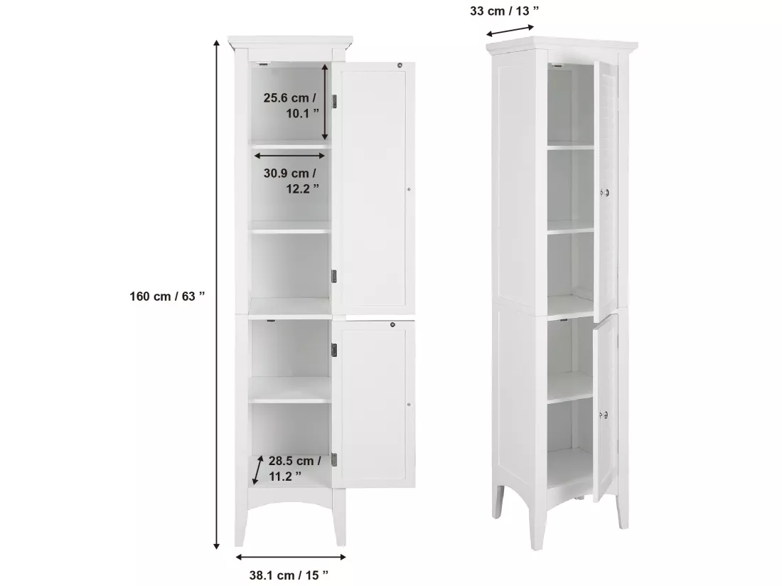 Armoire de rangement colonne salle de bain blanc Ethan Teamson Home