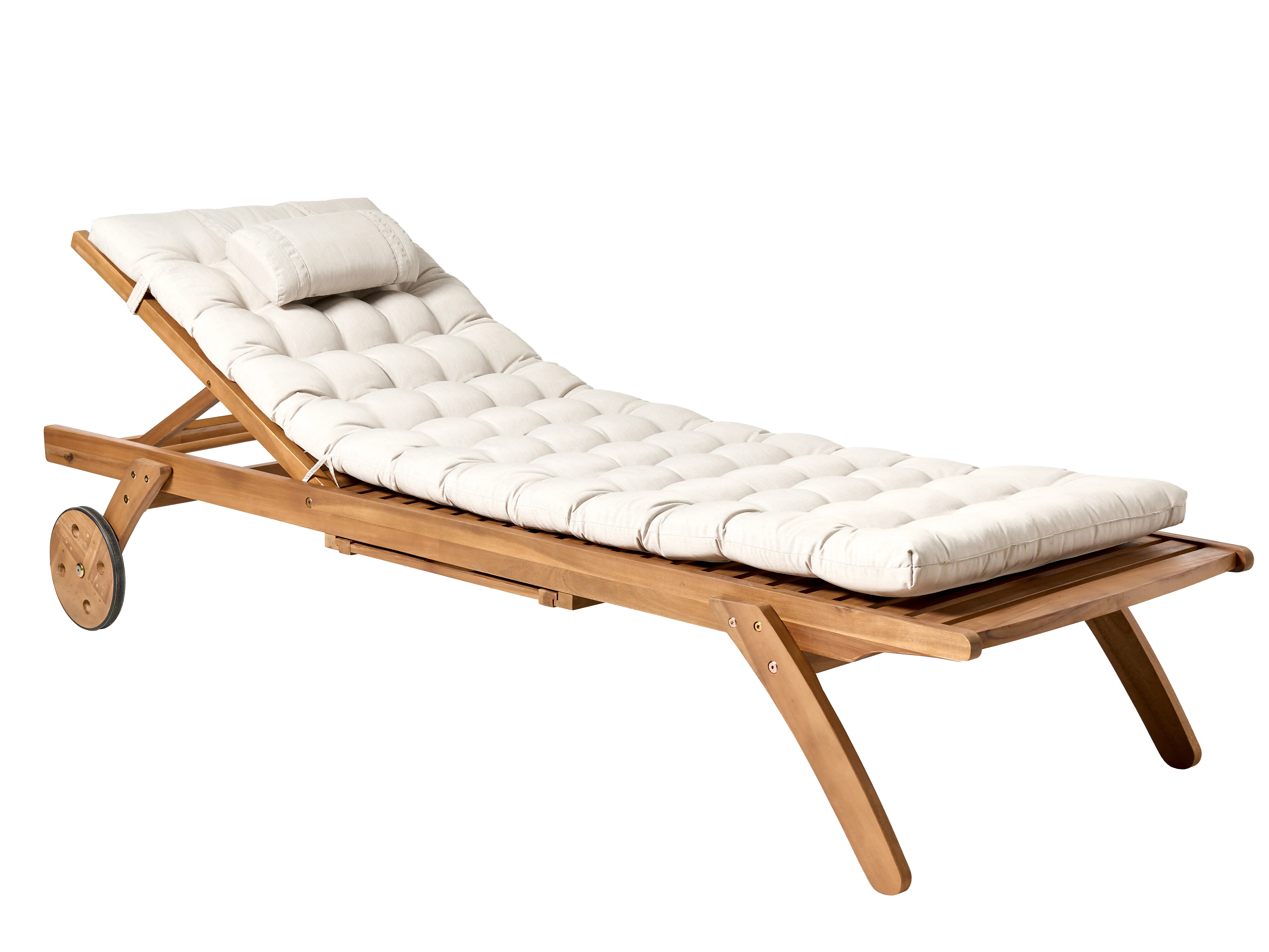 Ligstoel met kussen CESANA PREMIUM Acaciahout Lichtbeige