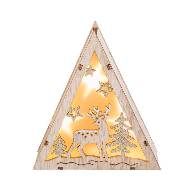 Holzsilhuette - naturbraun mit LED - ca. 15 x 4,5 x 17 cm