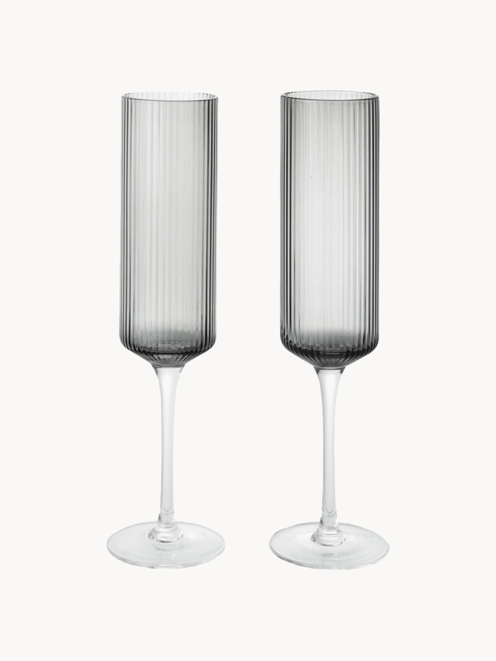 Mondgeblazen champagneglazen Ripple, 2-delig