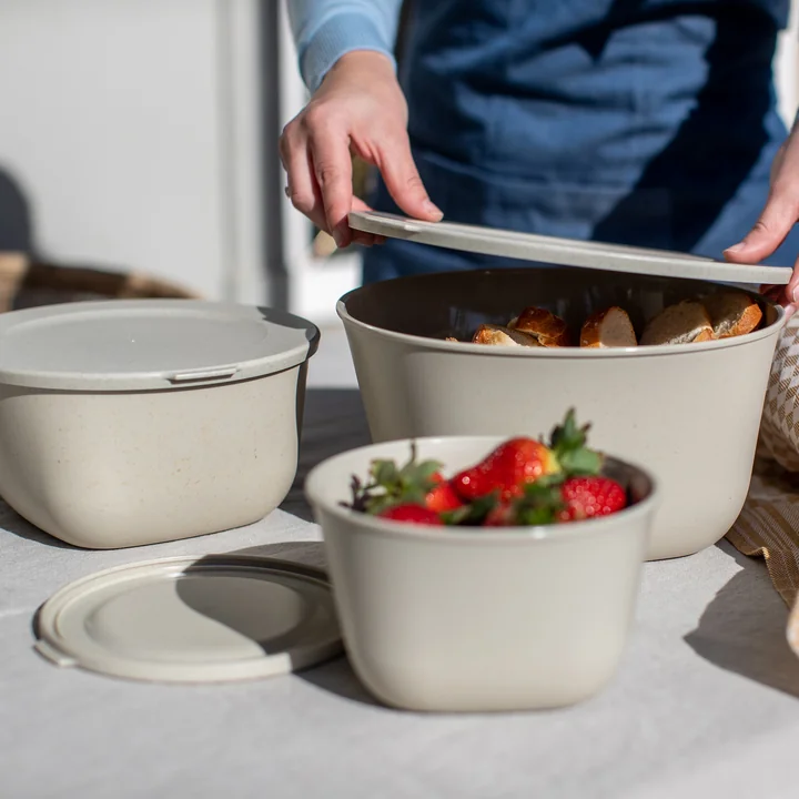 Koziol - Connect Vorratsdosen-Set Kopenhagen, 0.7 l ,1.3 l, nature ash grey (2er-Set)