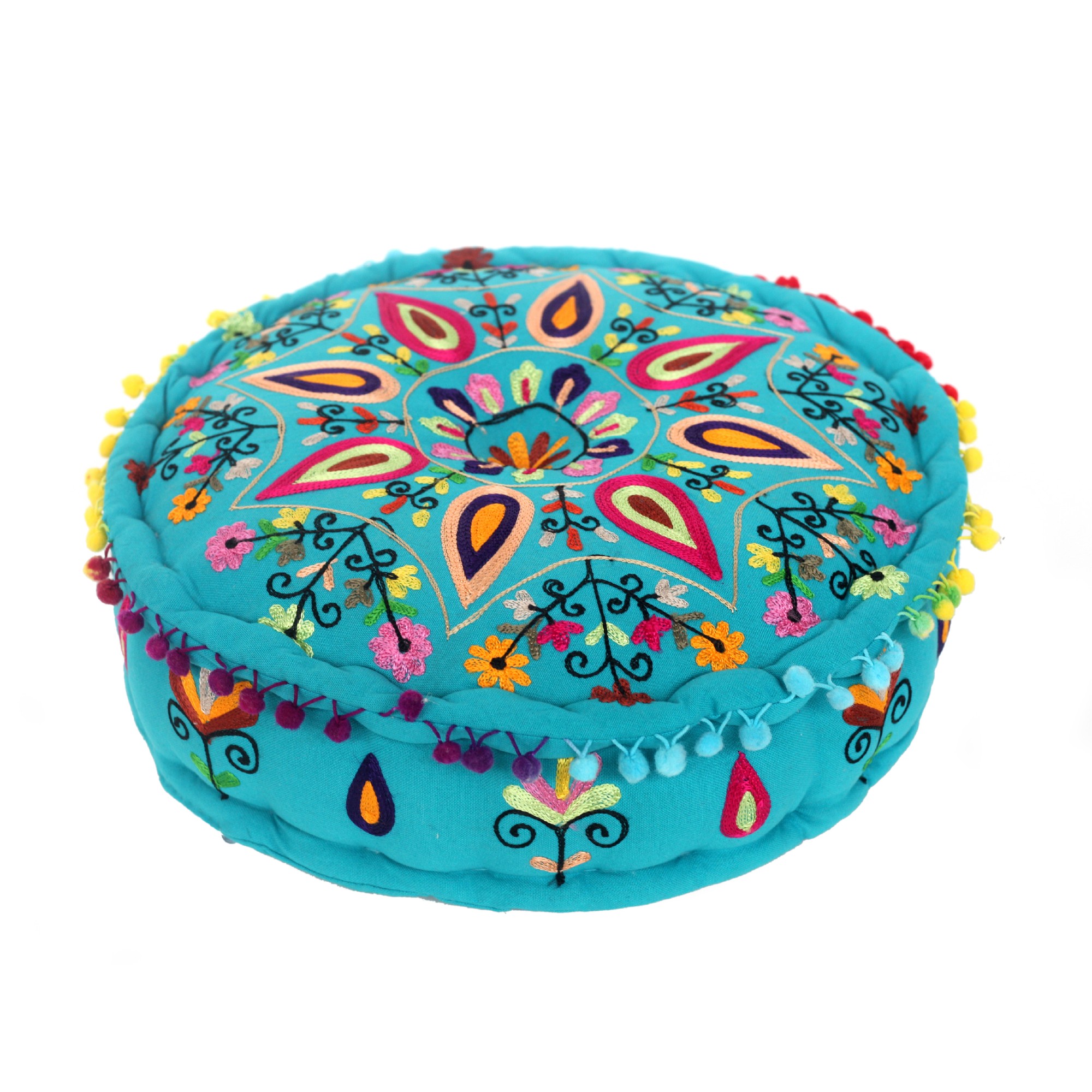 Sitzkissen 'Hasle', türkis, multicolor, Ø 40 cm, H 10 cm von fischer's lagerhaus