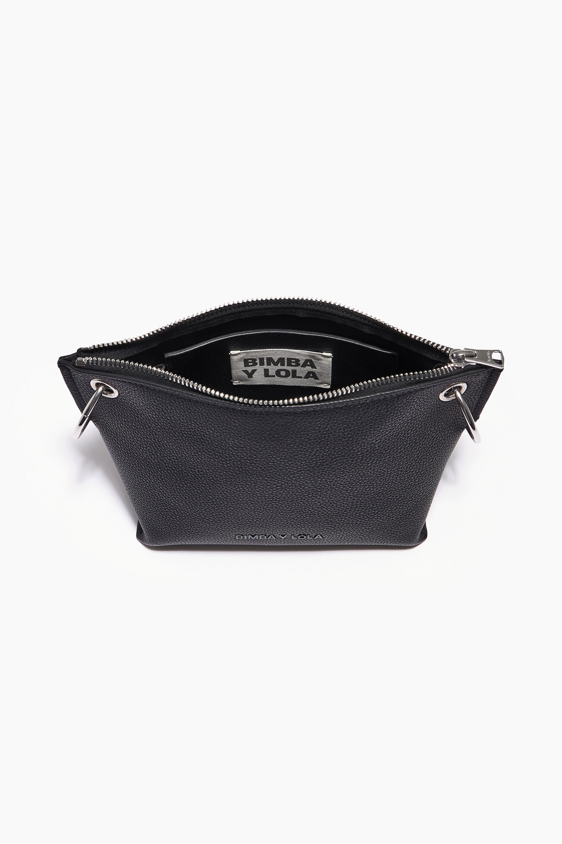 Bolsa de ombro M em couro preto