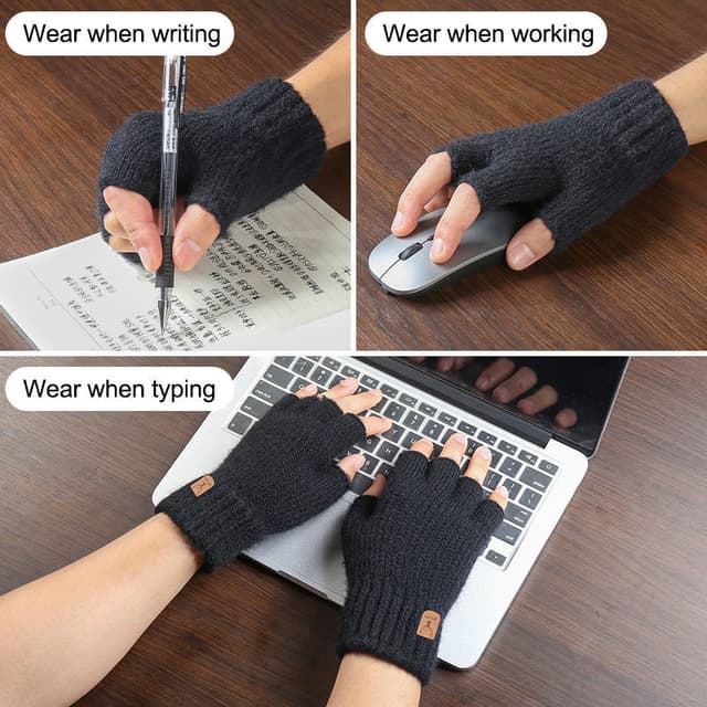 Halvfinger vinterhandsker Sort