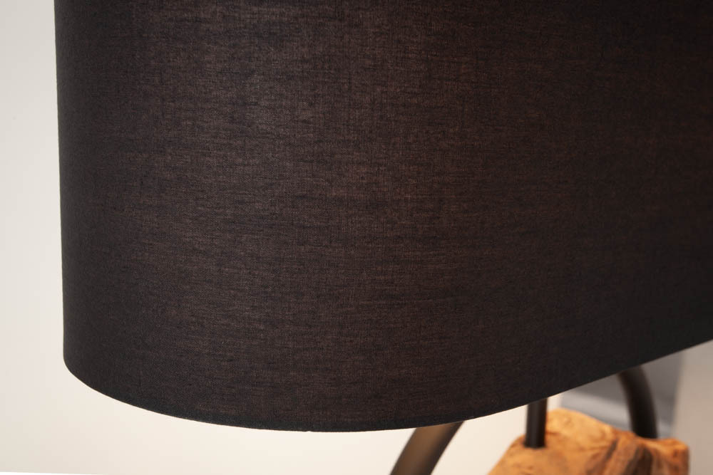 Design Tischlampe ELEMENTS 58cm schwarz Baumwollschirm Fuß mit Massivholz