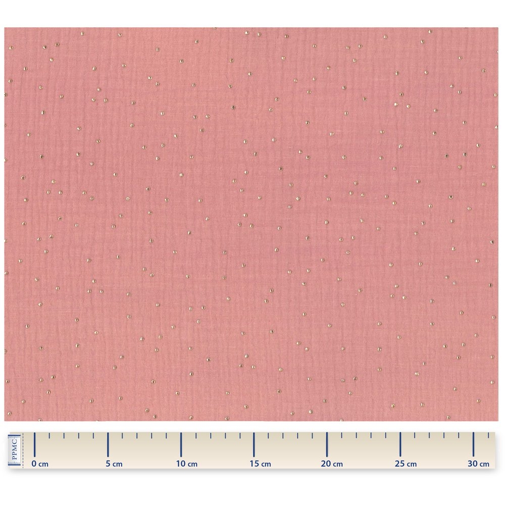 Tissu Ex2268 Gaze Pois Or Rose Foncé