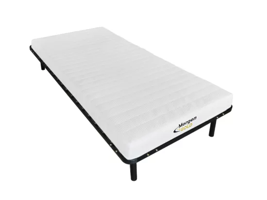 Ensemble 90 x 190 cm cadre à lattes + matelas mousse 7 zones ép.12cm- STELO de MORGENGOLD