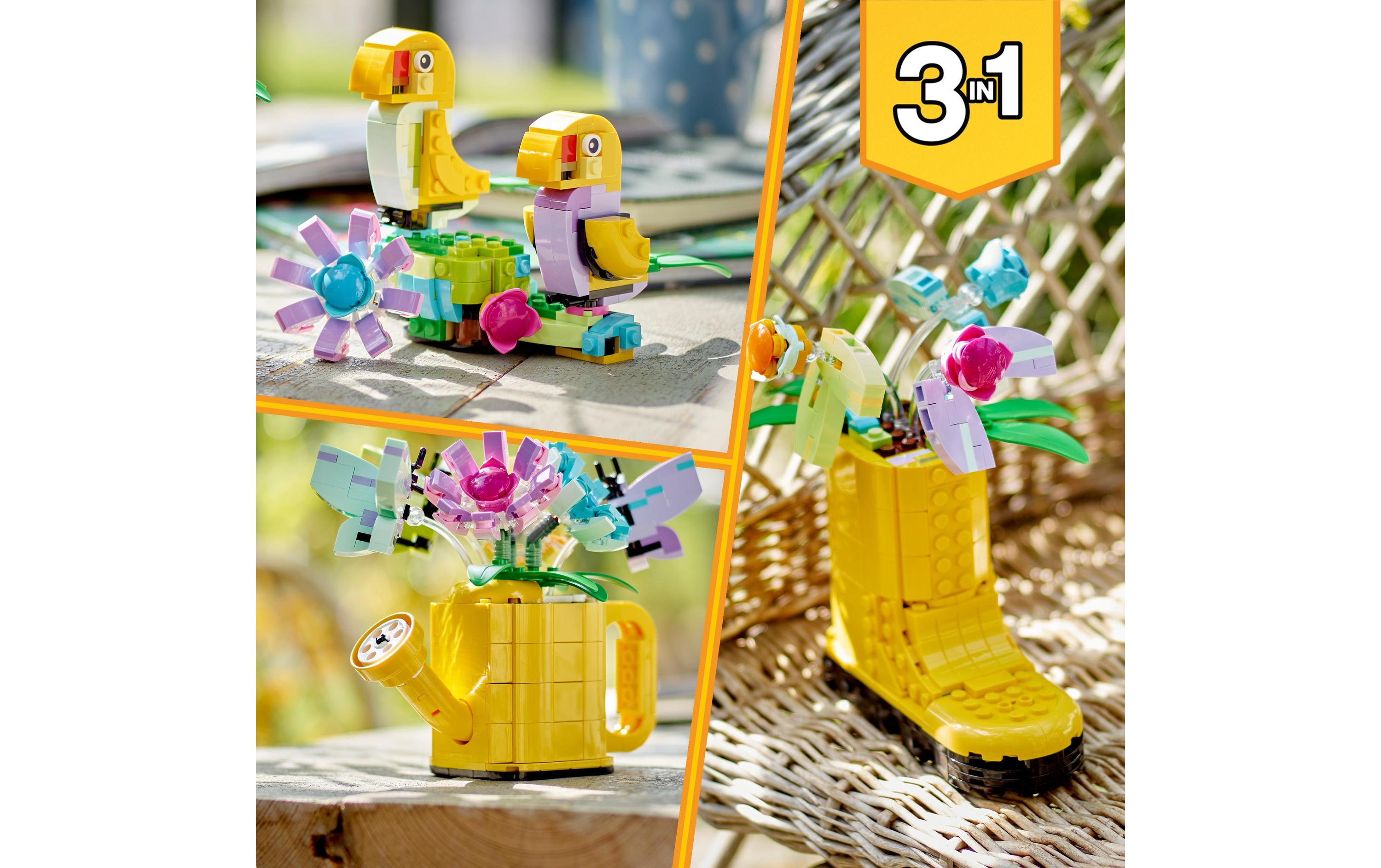 Creator Giesskanne mit Blumen 31149Drei bunte Naturspielzeuge in einer Schachtel