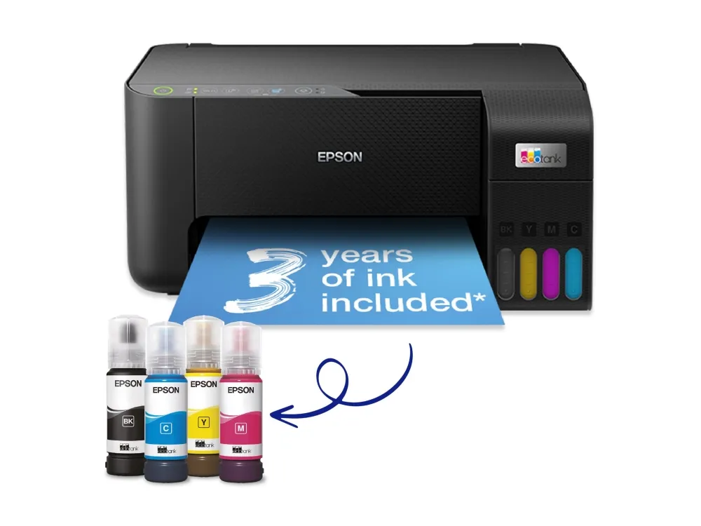 Epson EcoTank ET-2810 - Multifunktionsprinter - farve - blækprinter - ITS - A4 (medie) - op til 10 spm (udskriver) - 100 ark - USB, Wi-Fi - sort