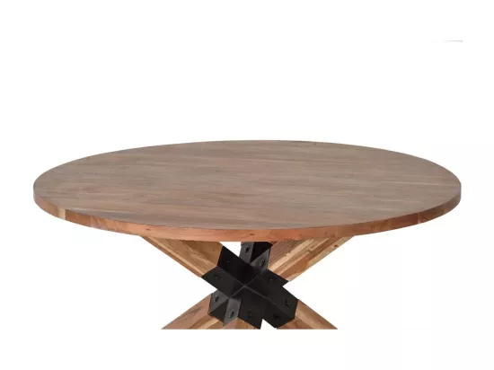 Table à Manger Bois, Fer Marron 150x150x76cm Bois-Fer - Rosélie Décoration d'Autrefois
