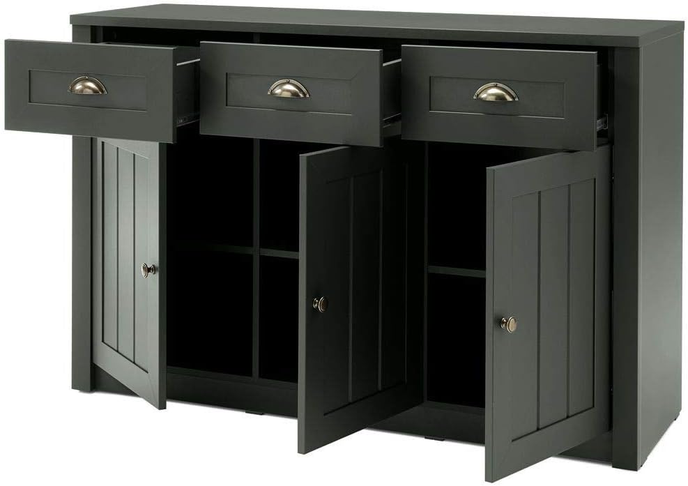 Lomadox Landhaus Anrichte Sideboard in englisch grün, 3 Türen und 3 Schubkästen, B/H/T ca.: 130/86/43 cm
