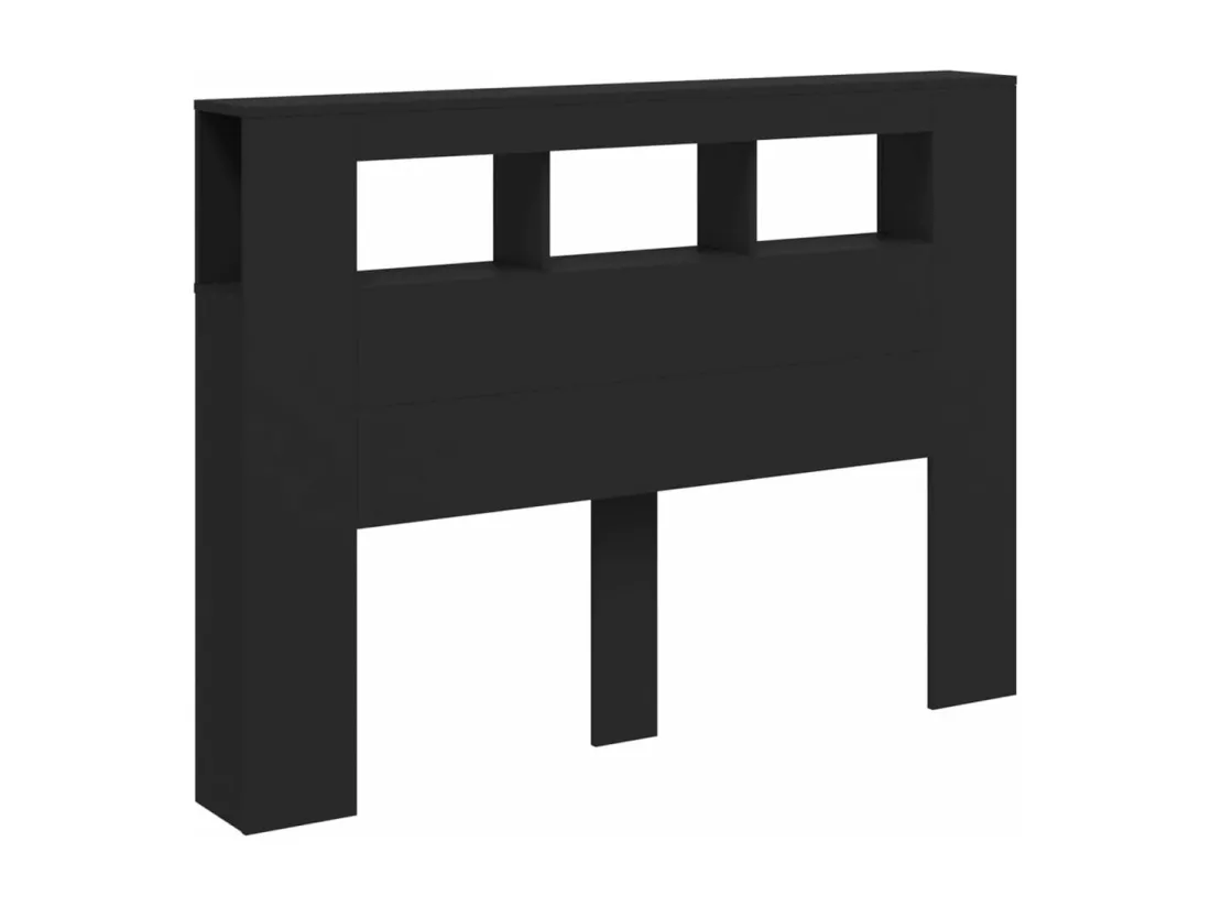 Tête de lit à LED noir 140x18,5x103,5 cm bois d'ingénierie