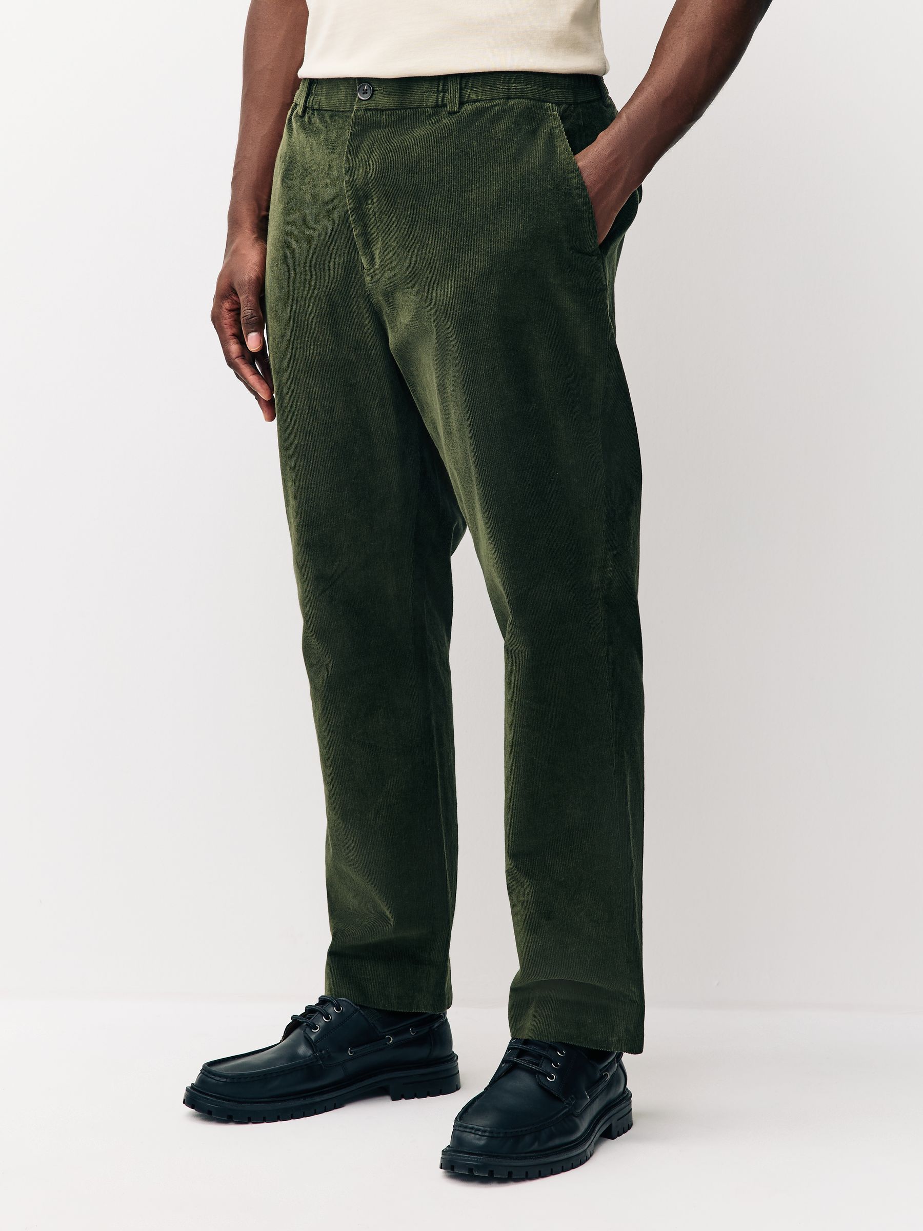 Kakigroen - Regular Fit Smart Cotton Rich Corduroy Elasticated Waistband Trousers