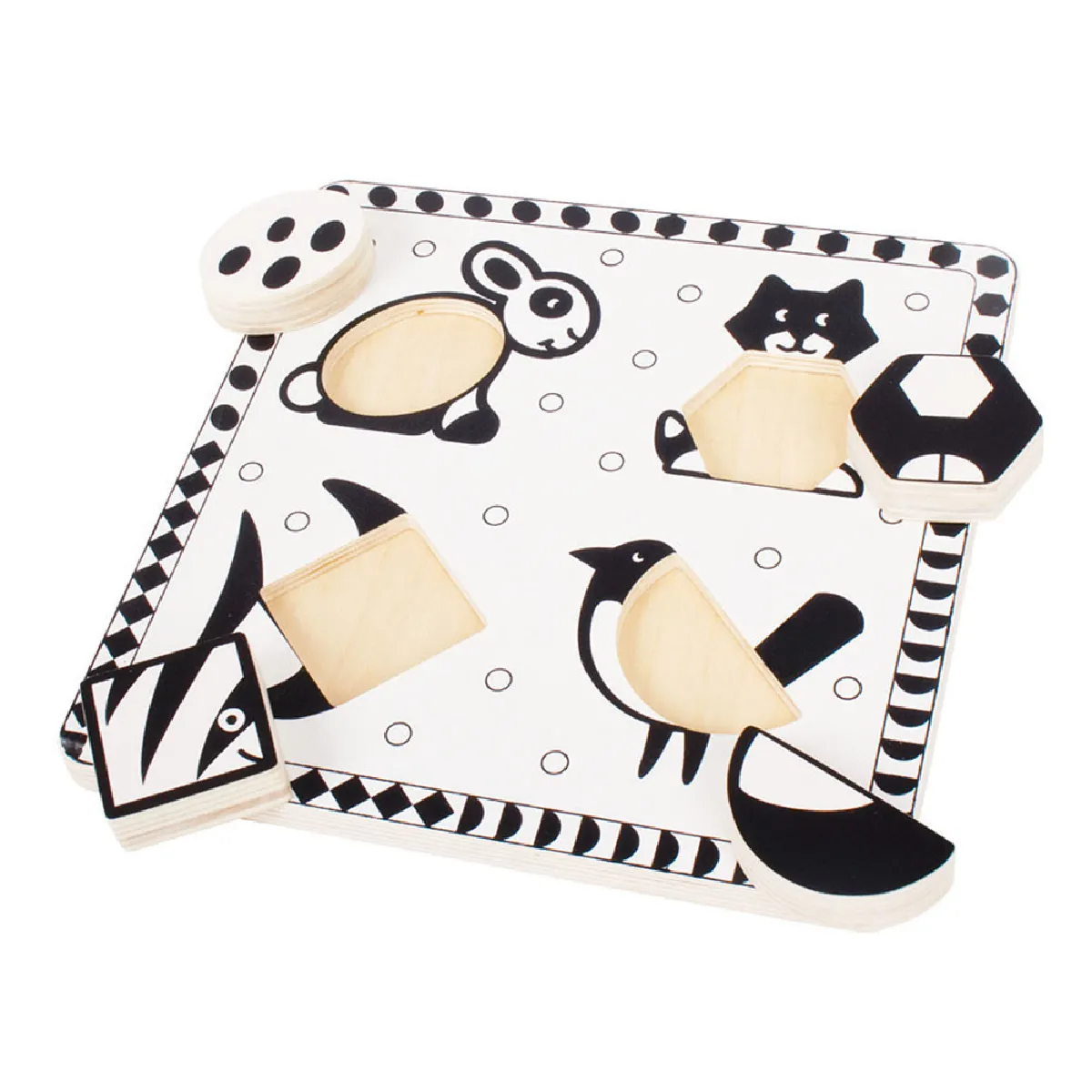 Bigjigs Toys Puzzle d'animaux - Noir et blanc