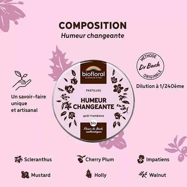 Pastilhas Biofloral para Mudança de Humor, Pastilhas Orgânicas para Emoções, 50g
