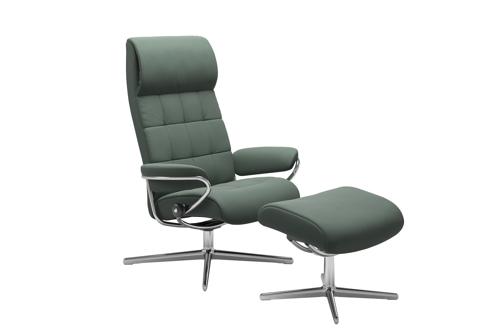 London lenestol m/krakk Hud Paloma Sage Green - Cross - Chrome