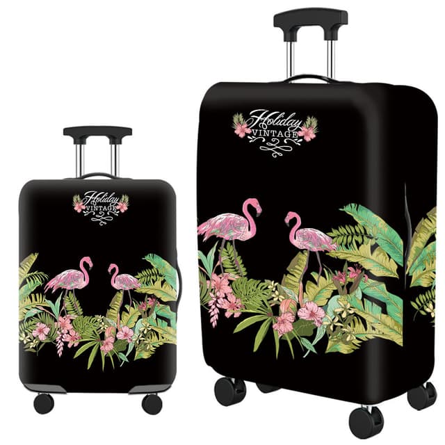 Skyddande resväskfodral, tjockt elastiskt bagagefodral L Jungle flamingo mønster