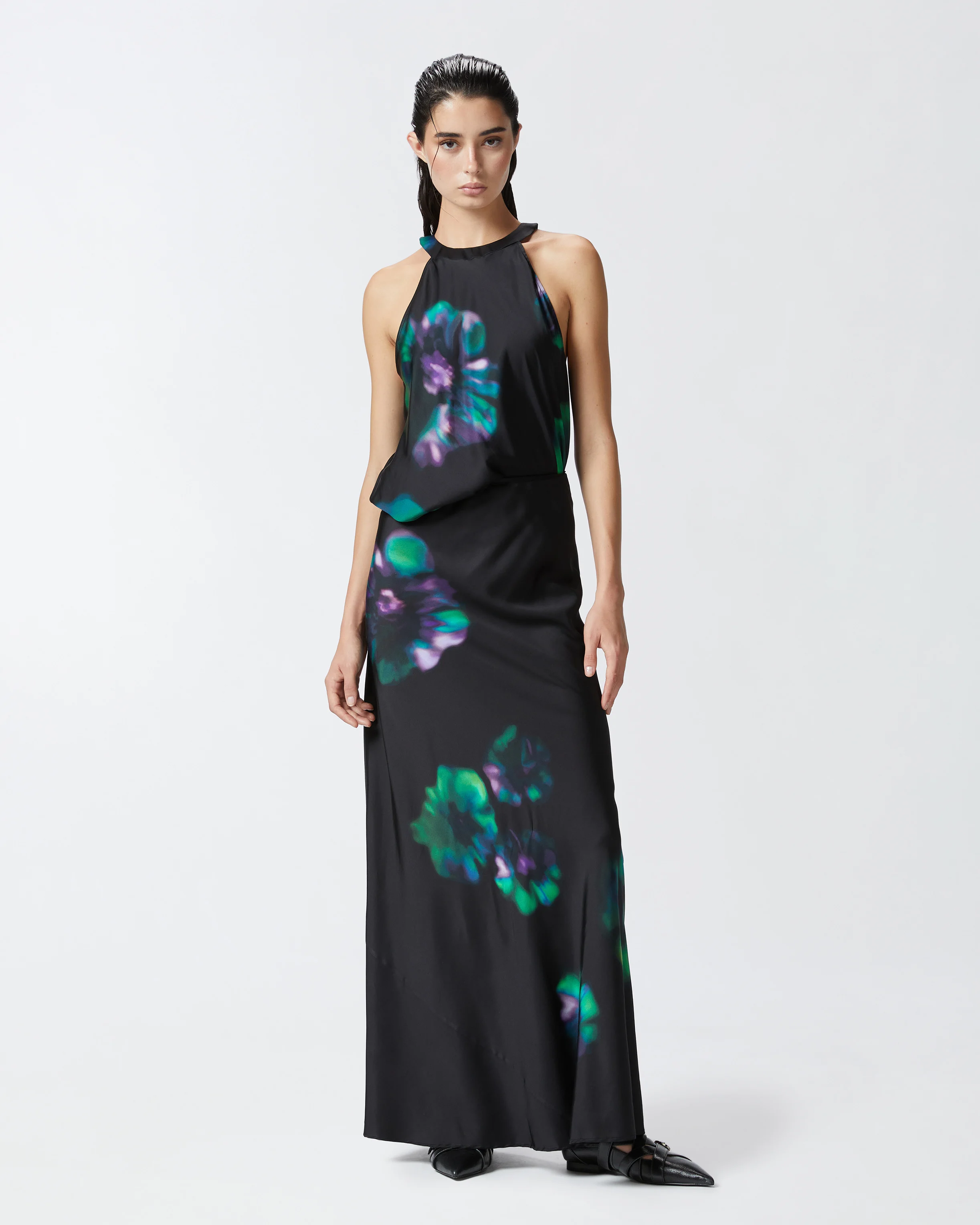 Jupe longue à imprimé floral | Noir