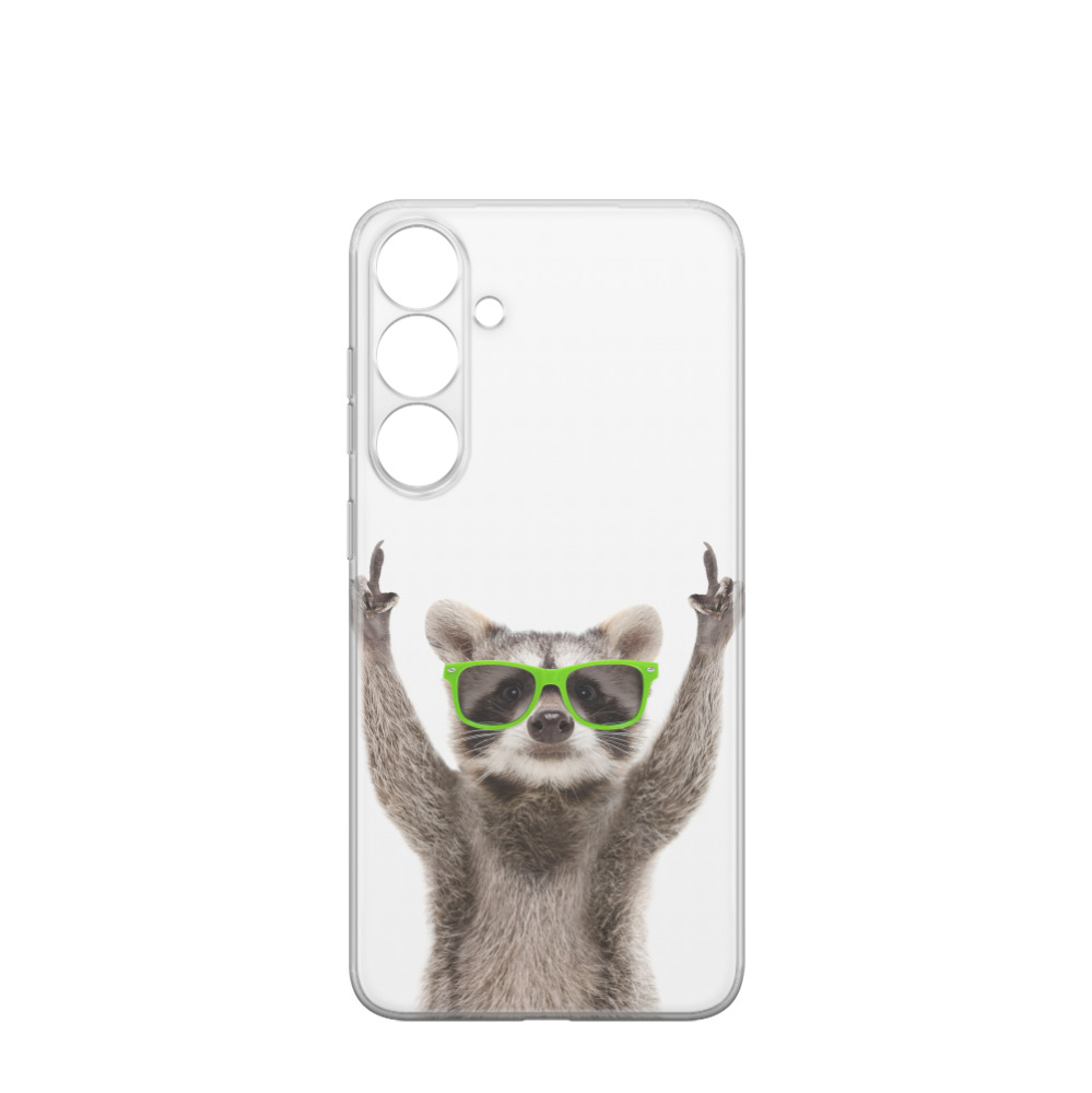 Samsung Galaxy S24 Plus Gummi Hülle Racoon 1 - Weiss