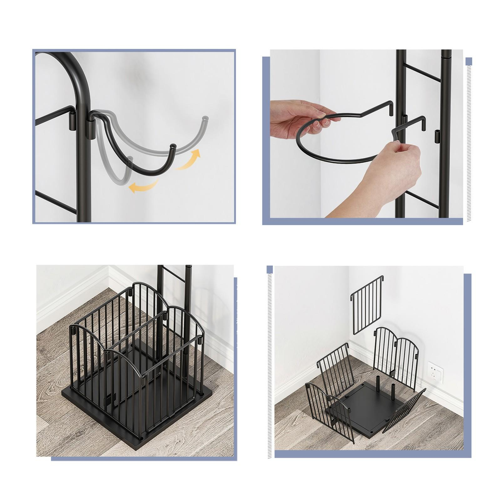 (152x30x25cm) Metall Sport Zubehör Organizer Regal mit Ball Halterung - Schwarz