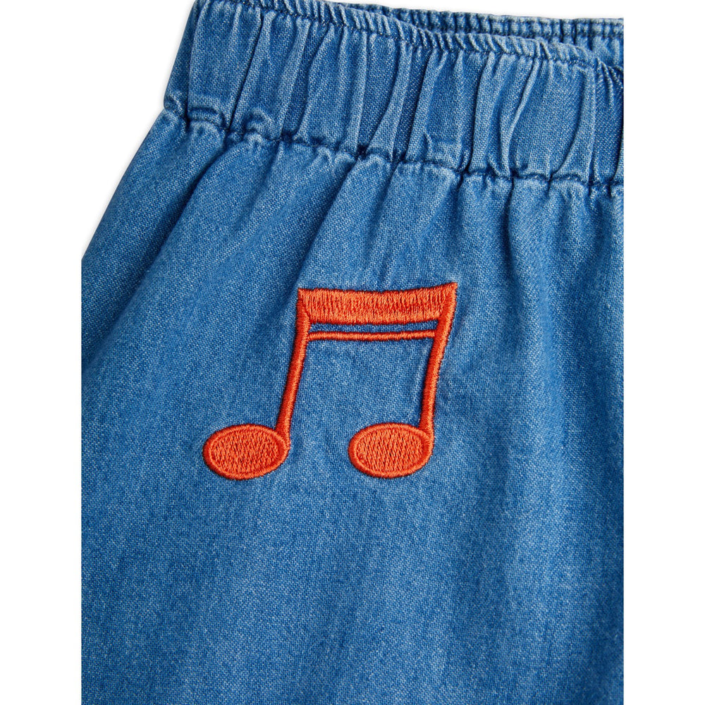 Køb Mini Rodini Blue Note Embroidery Lightweight Denim Shorts